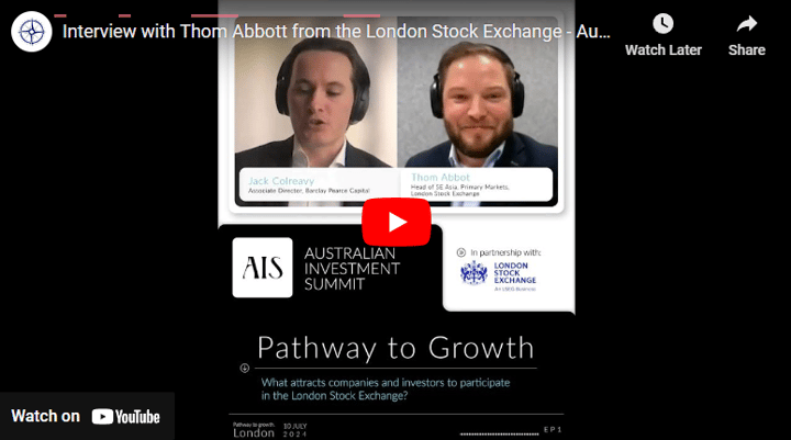 Interview with Thom Abbott from the London Stock Exchange - Australian Investment Summit - London