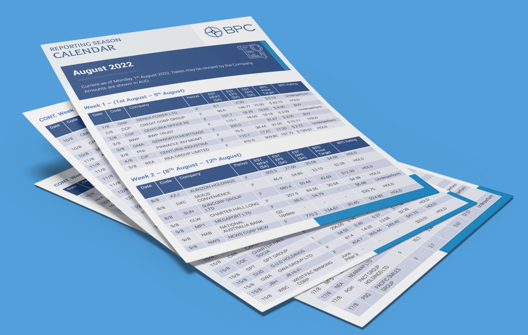 Bpc Reporting Season Calendar August 2022